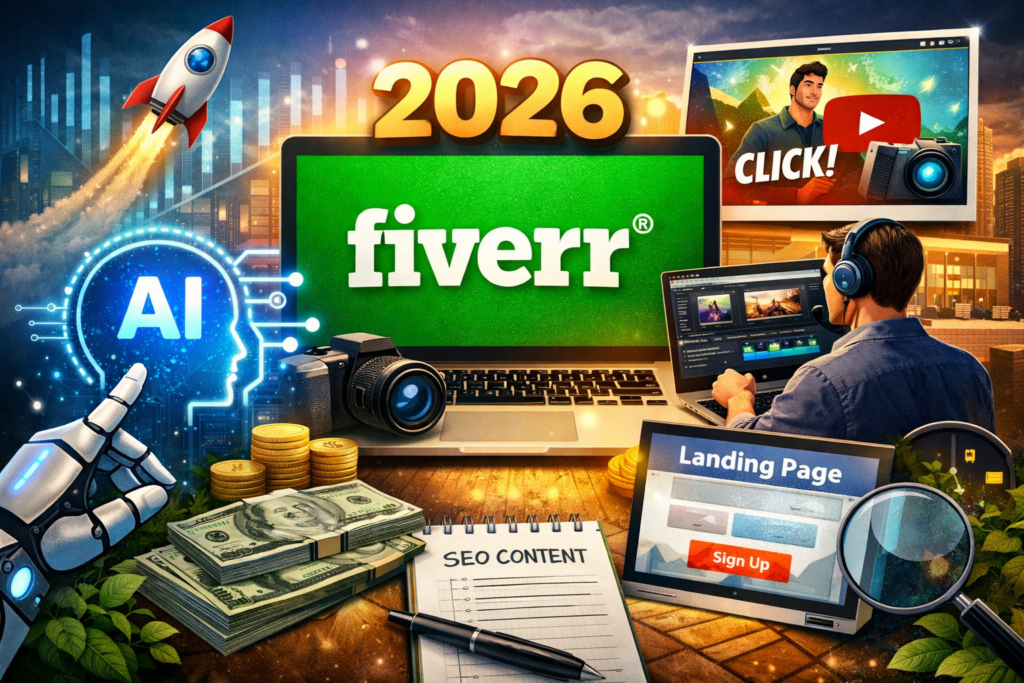 Most profitable Fiverr gigs freelancers are offering in 2026 including AI automation, video editing, SEO writing, and YouTube thumbnails.